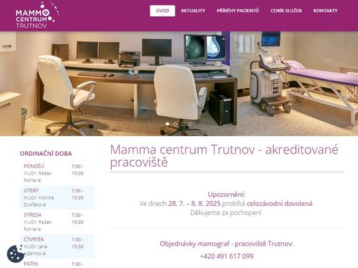 mamologie, mamograf, ultrazvuk - mamma centrum trutnov