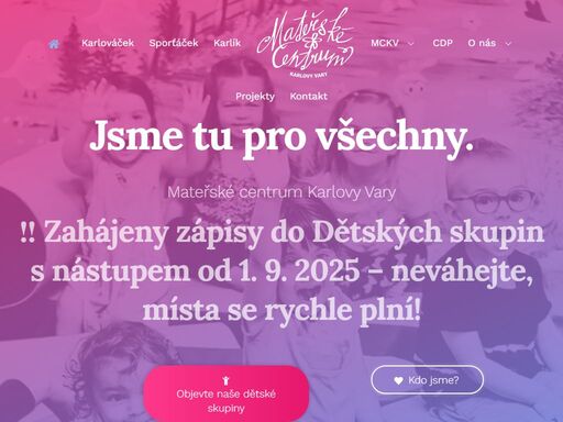vytváříme pro rodiče s malými dětmi inspirativní zázemí a smysluplně strávený volný čas. podporujeme rozvoj dětské osobnosti a socializaci.