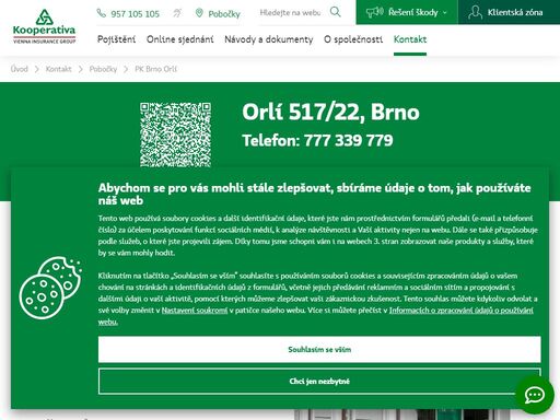 pojišťovna kooperativa - brno, orlí 517/22, tel.: 777339779, e-mail: petr.chumchal@kooperativa.cz, petr chumchal - odpovědný vedoucí
