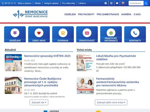 nemocnice české budějovice, a. s., je největším zdravotnickým zařízením v jihočeském kraji a zároveň jedním z největších zdravotnických zařízení v čr.