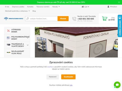 polykarbonátové desky a plexiskla za nejlepší ceny na trhu / specialisti v oblasti polykarbonátů / formátování na míru