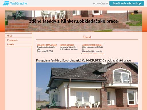 zděné fasády z klinkeru‚obkladačské práce
