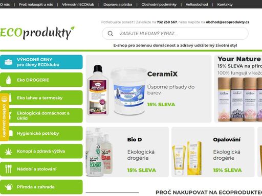 prodej ecoproduktů  pro zelenou domácnost a zdravý udržitelný životní styl s minimálním dopadem na životní prostředí.