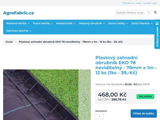 agrofabric.cz je specialista na mulčovací textilie, speciální porézní tkaniny. netkaná textilie na zahradu je ideální pro malé zahrádkáře i velké pěstitele. netkané i tkané textilie nabízíme ve vysoké kvalitě a za příjemné ceny. 