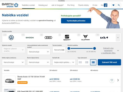 operativní leasing na vozy 9 značek. škoda, volkswagen, audi, seat, cupra, kia, mg, peugeot, opel. pro firmy, podnikatele i soukromé osoby. poradíme vám s výběrem.