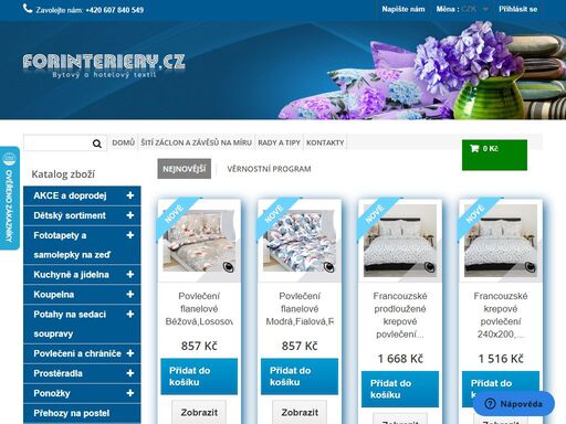 prodej bytového a hotelového textilu - e-shop