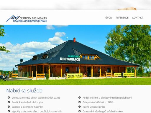 provádíme tesařské práce - stavby a opravy všech druhů střech, dřevěné terasy, pergoly, altány, garážová stání, dřevěné ploty, bednění schodišť a další.