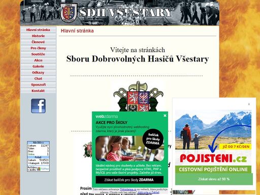 stránky zabývající se činnosti sboru dobrovolných hasičů všestary.