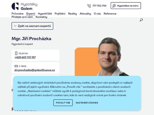 potřebujete pomoc s financováním nového bydlení? kontaktujte hypotečního experta jiří procházka, tel. +420 603 113 157, který vám pomůže nejen s hypotékou.
