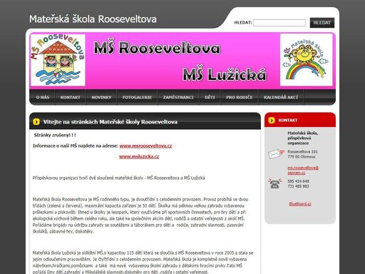 webová prezentace mateřské školy rooseveltova