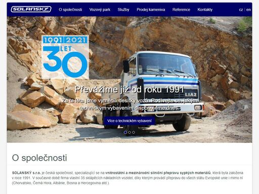 solanský s.r.o. - nákladní
    autodoprava | nabízíme prodej sypkých materiálů, vnitrostátní a
    mezinárodní přepravu sypkých materiálů, sklápěcí soupravy a návěsy.