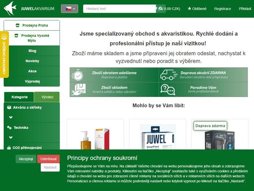 internetový obchod a kamenné prodejny s akvaristikou, akvárii, filtry, osvětlení, dekorace, rostliny skladem k odběru nebo odeslání