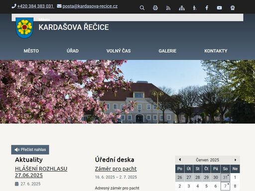 oficiální stránky obce kardašova řečice