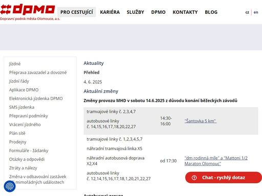 dopravní podnik města olomouce, a.s. (dpmo) zajišťuje městskou hromadnou dopravu v olomouci. kromě samotného území města olomouce je zajišťováno dopravní spojení pro některé okolní obce. 
