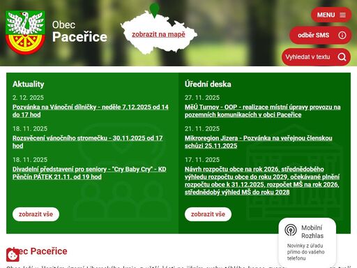 paceřice leží v libereckém kraji. obec se nachází mezi městy turnov a liberec a je členěna na pět osad: paceřice, husa, studnice, kozice a stádlo.