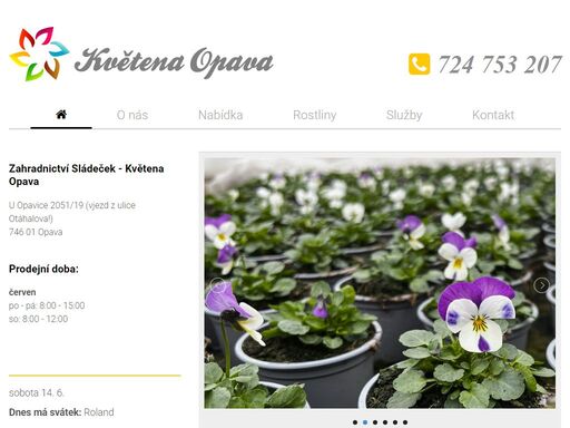 zahradnictví sládeček - květena opava - pěstování a prodej květin.