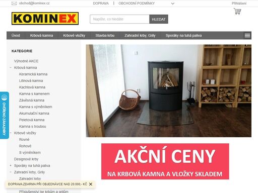 krbová kamna a vložky, zahradní krby a sporáky, nerezové komíny a příslušenství pro kamna a krby.