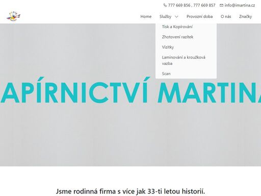 otevírací doba po-pá 9:00-17:00  so 9:00-11:30. prodej školních, kancelářských a uměleckých potřeb. doplňkové služby: tisk, laminování, scanování, tvorba razítek, vizitek a další.