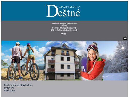 ubytování v soukromí pod sjezdovkou v deštné, v orlických horách, cyklistika, lyže, zimní i letní pobyty, silvestr, vánoce, výhodné ceny, apartmán