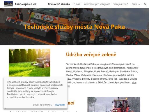 nová paka, technické služby, údržba komunikací, údržba zeleně, pohřebiště, hřbitov internetové stránky technických služeb města nová paka