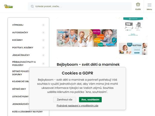všechny potřeby pro miminka, kočárky, autosedačky, přebalovací pulty a komody, kojenecké potřeby, postýlky, těhotenská móda, dětská kosmetika až po