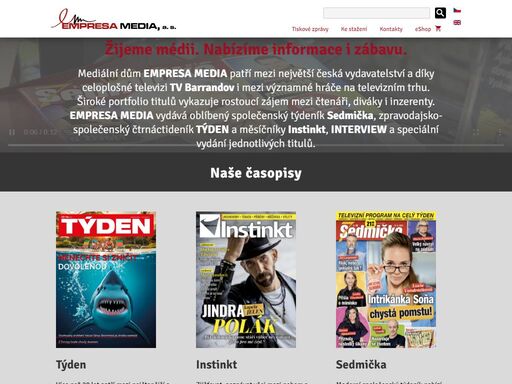 informace a zábava v  televizi i tištěných médiích