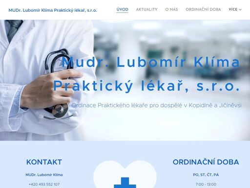 obvodní lékař mudr.klíma poskytuje odbornou léčebně-preventivní péči pro dospělé. ordinace praktického lékaře kopidlno nabízí kvalitní péči o vaše zdraví.