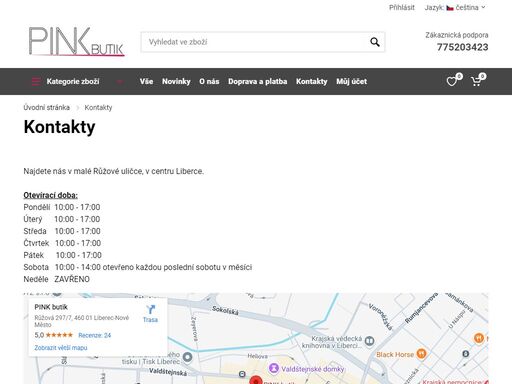 kontakt, kde nás najdete, mapa, otevírací doba, liberec