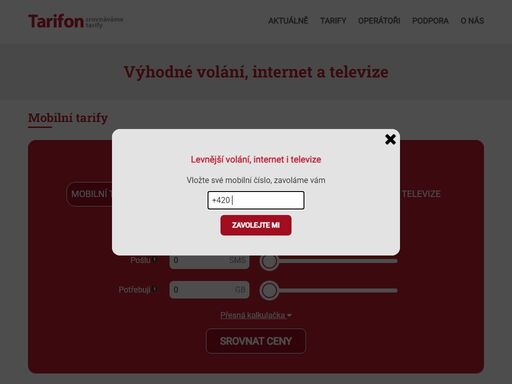 srovnávač a kalkulátor mobilních a internetových tarifů akreditovaný čtú