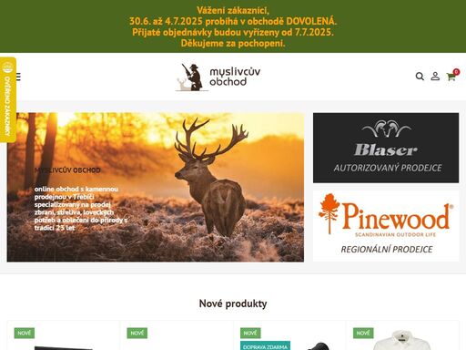 myslivcův obchod nabízí širokou nabídku loveckých a mysliveckých potřeb. naleznete u nás veškeré potřebné vybavení pro lov, myslivost a outdoorové aktivity.