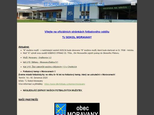 tj sokol moravany oficiální stránky moravanského fotbalu