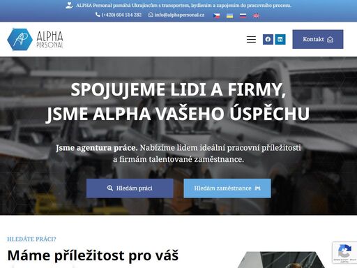 jsme agentura práce. nabízíme lidem ideální pracovní příležitosti a firmám talentované zaměstnance.