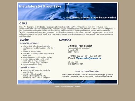 instalaterství procházka - instalaterské a topenářské práce - topení, voda, plyn