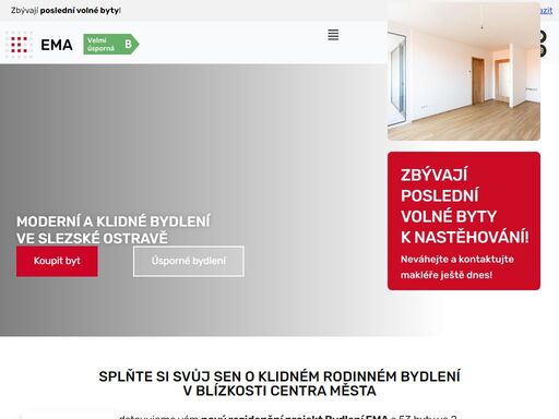 nový rezidenční projekt bydlení ema s 53 byty ve 2 moderních domech, mezi ulicemi u hájenky a koksová ve slezské ostravě.