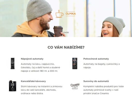 automaty na kávu, cappuccino, čokoládu, čaj a další horké a studené nápoje o velikosti 180 ml. a 300 ml.