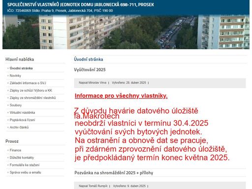 společenství vlastníků jednotek domu jablonecká 698-711, prosek