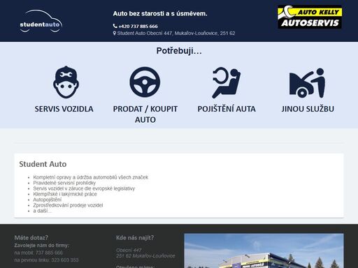 student auto obecní 447, mukařov-louňovice, 251 62 ... student auto vám nabízí kompletní opravy a údržbu automobilů všech značek, včetně pravidelných kontrol..