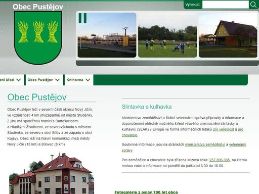 stránky obce pustějov