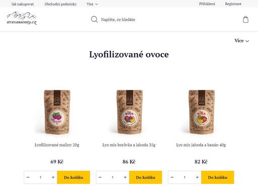 na eshopu stravanacesty.cz nabízíme vakuově sušené a sterilované jídlo, sušené hovězí maso jerky, lyofilizované ovoce a ořechy.