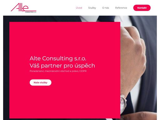 společnost alte consulting s. r. o. poskytuje poradenství v oblasti mezinárodního obchodu a práva evropské unie. specializací společnosti je poradenství v obchodních vztazích mezi společnostmi sídlícími v evropské unii a kanadě, jež jsou upraveny komplexní hospodářskou a obchodní dohodou mezi kanadou a evropskou unií a jejími člensky´mi státy (dohoda vešla ve známost pod zkratkou ceta). společnost zároveň poskytuje služby pověřence pro ochranu osobních údajů dle nařízení evropského parlamentu a rady (eu) 2016/679 ze dne 27. dubna 2016 (známého pod zkratkou gdpr - general data protection regulation). 

