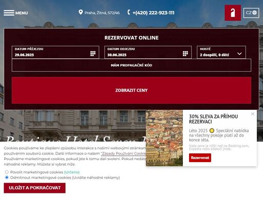 stylový hotel v centru prahy. rezervuj přímo a získej slevu do 30%. privilegia a výhodnější ceny na wellness, parkování, transfer a další služby.