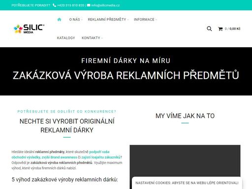 naší specialitou v silic média je zakázková výroba reklamních předmětů. vyrábíme unikátní firemní dárky, kterými zabodujete u každé cílovky.