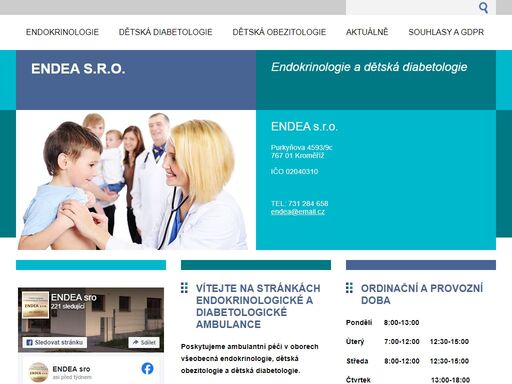 odborná ambulance se zaměřením na všeobecnou endokrinologii a dětskou diabetologii.