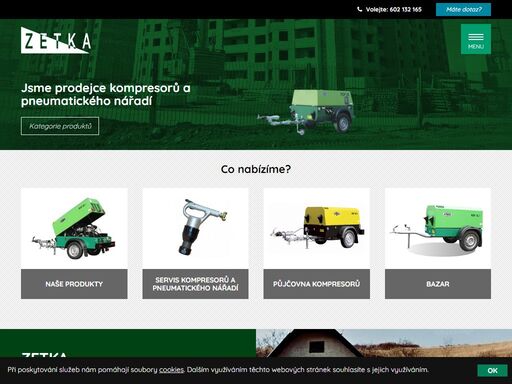 kompresory, elektrocentrály, pneumatické nářadí, opravy kompresorů a půjčovna kompresorů - to vše nabízí firma zetka praha.