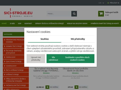 domací šicí a vyšívací a stroje.velký výběr průmyslových šicích strojů, žehlící techniky a parních vyvýječů a také množství pomůcek pro patchwork a quilting.určitě jsi u nás vyberete.