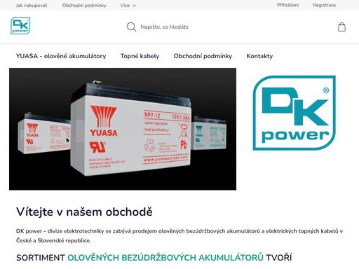 vítejte v našem obchodě. dk power - divize elektrotechniky se zabývá prodejem olověných bezúdržbových akumulátorů a elektrických topných kabelů v české a slovenské republice.

sortiment olověných bezúdržbových akumulátorů tvoří

akumulátory pro záložní zdroje ups
akumulátory pro bezpečnostní a automatizační…