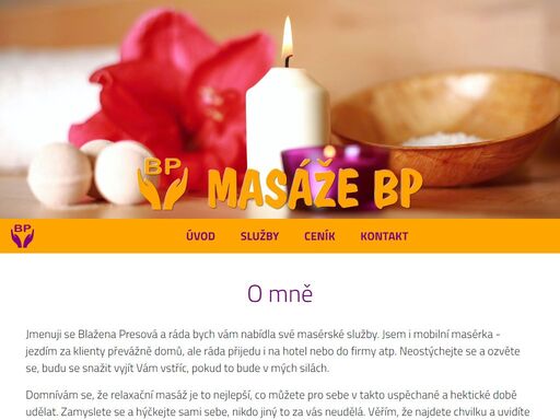 masáže bp | blažena presová | židlochovice - brno-venkov | mobilní relaxační masáže zad i celého těla, baňkování, moxování, lymfoven - přístrojová lymfodrenáž