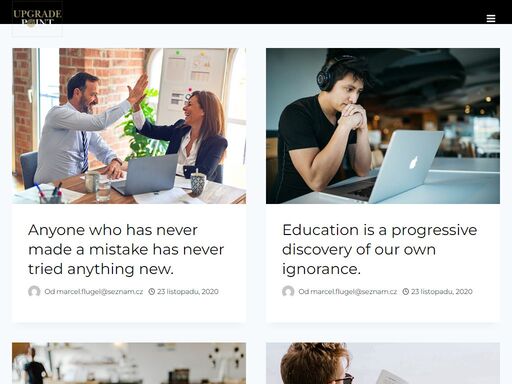 upgradepoint je moderní platforma pro osobní růst a podnikatelský rozvoj. nabízíme doučování, mentoring a praktické know-how v oblasti podnikání, marketingu a účetnictví. pomáháme studentům, začínajícím podnikatelům i freelancerům růst efektivně a s jistotou.