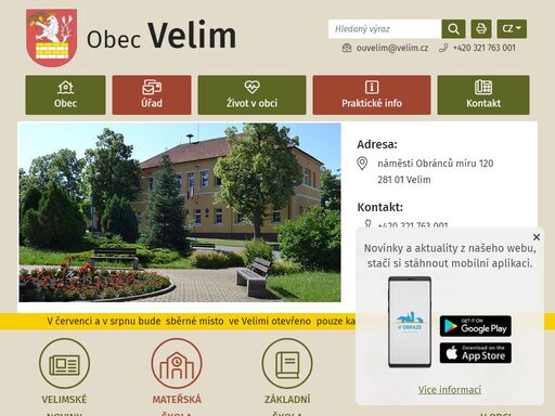 oficiální stránky obce velim