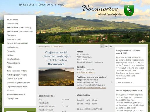 oficiální stránky obce bocanovice